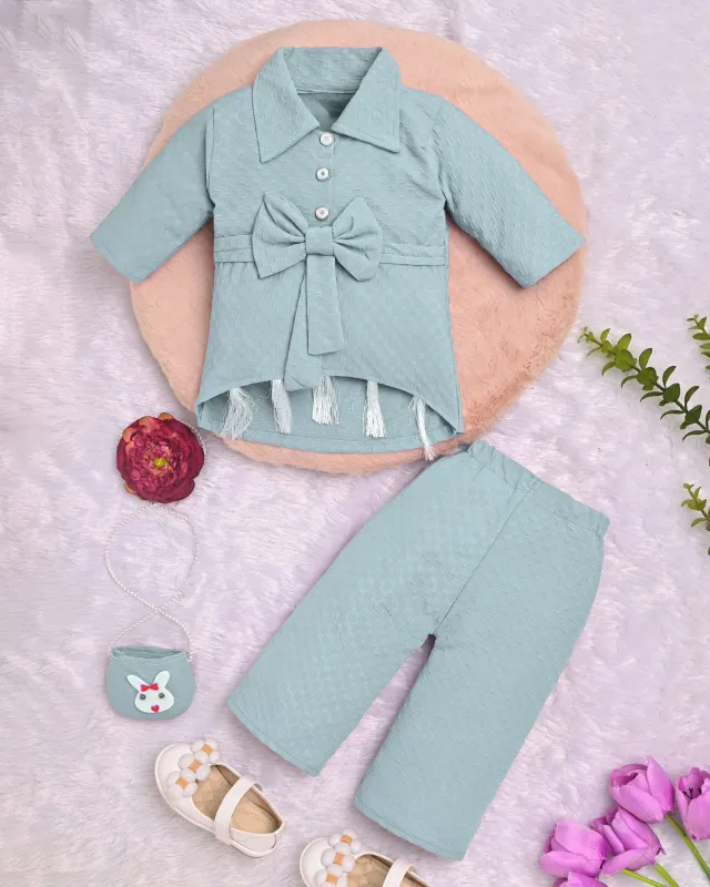 Baby Girls Bow Design Top & Pant Set
